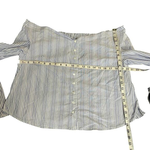 Free People March to the Beat Off the Shoulder Striped Flare Sleeve Top Medium - Picture 8 of 10
